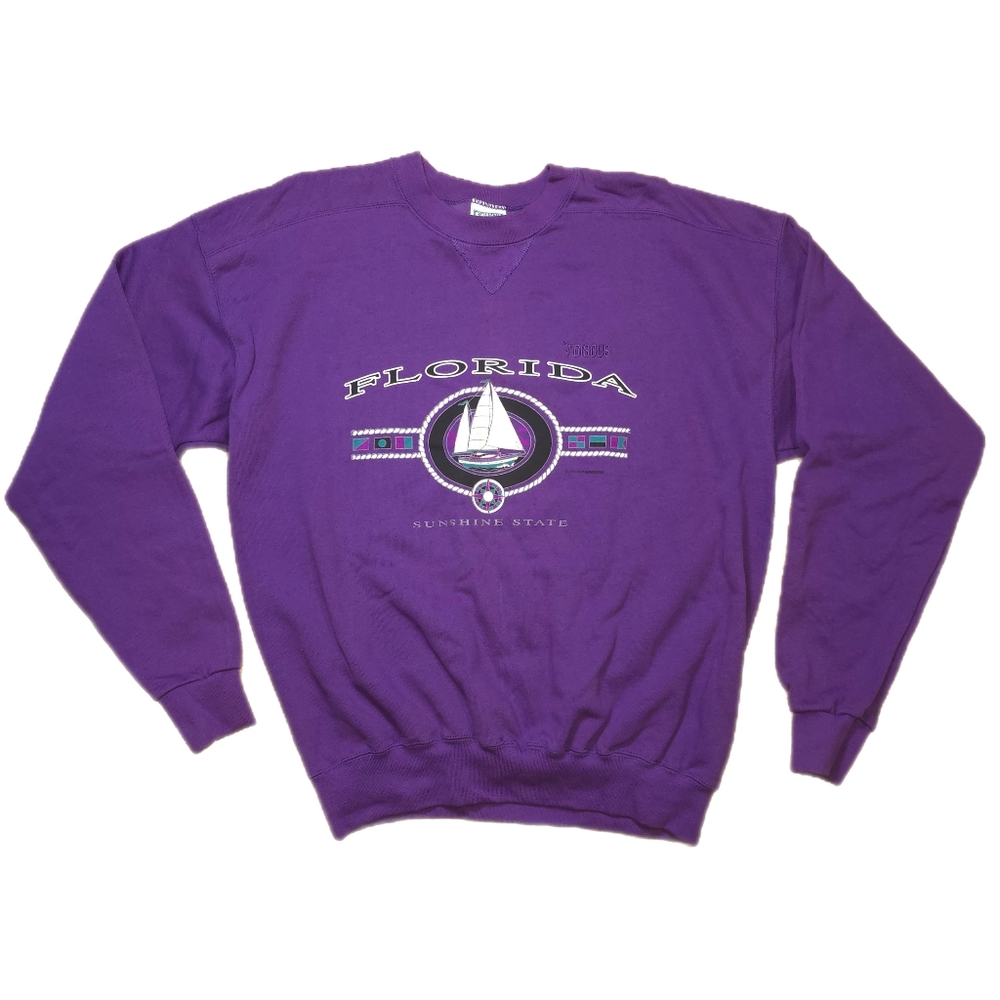 Vintage Discus Athletics Purple Sweatshirt Florida Sunshine State 1995 Size M